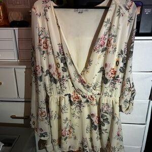 Lush Floral V-Neck Dress